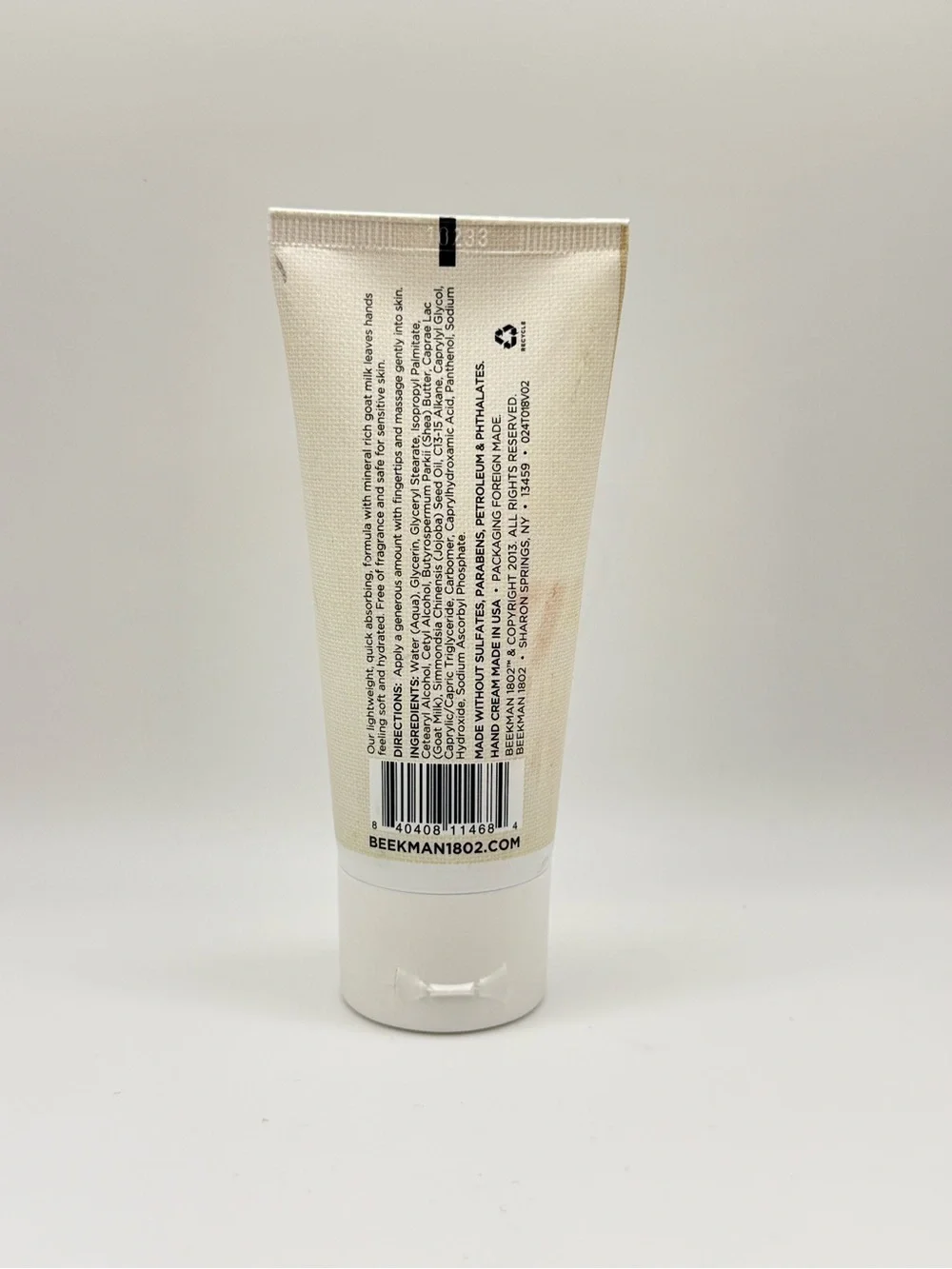 Beekman 1802 Pure Goat Milk Hand Cream Fragrance Free 2 oz Sensitive Skin New